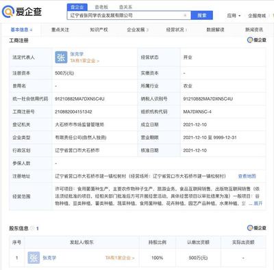 爱企查显示:张同学商标被抢注